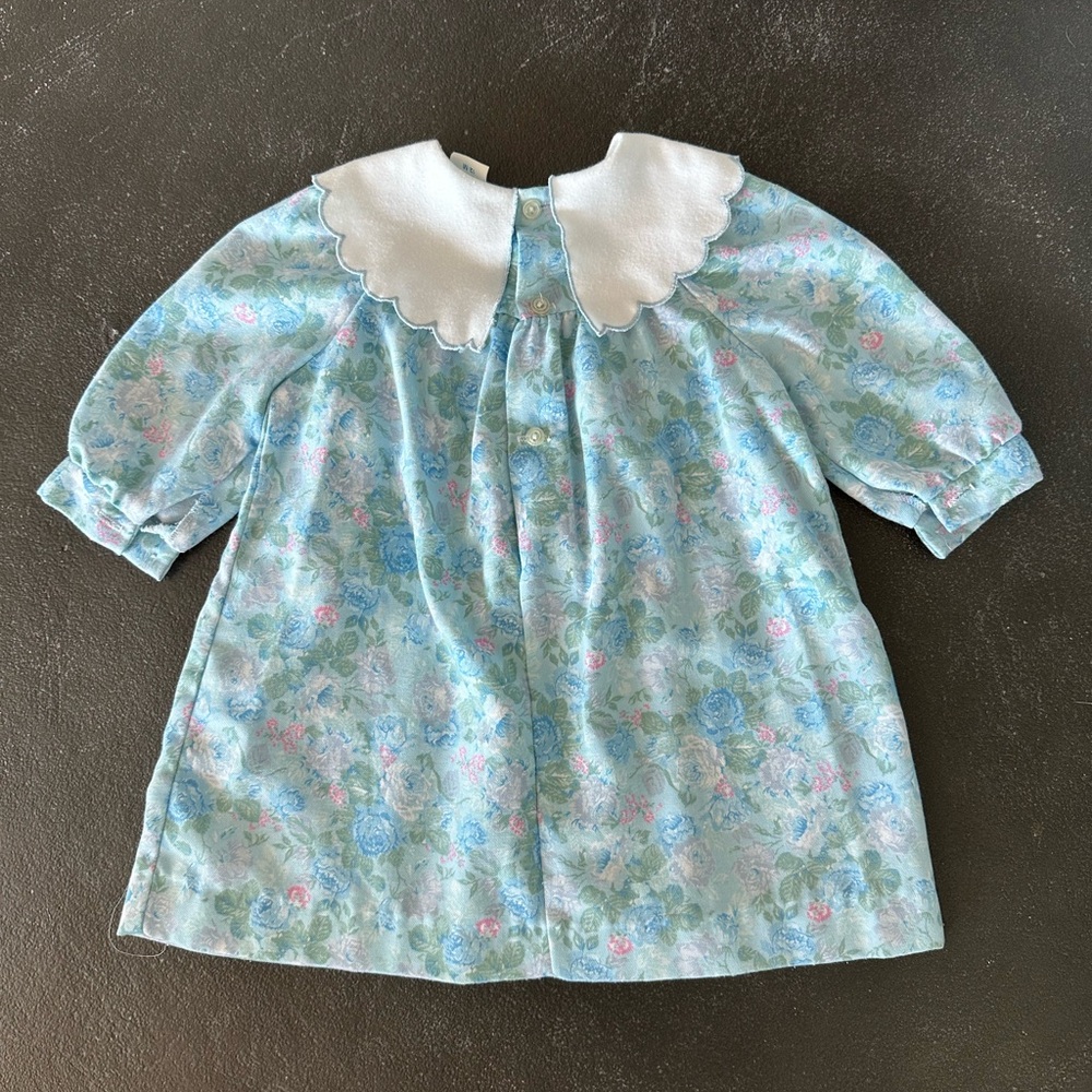 L’azur Floral Baby Dress with Scalloped Collar